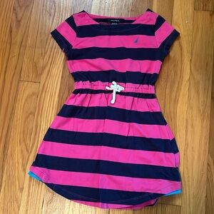 Nautica girls dress. Pink and navy striped. Size 4.